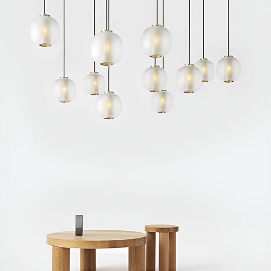 Round Lantern-Shaped Glass LED Modern Pendant Light