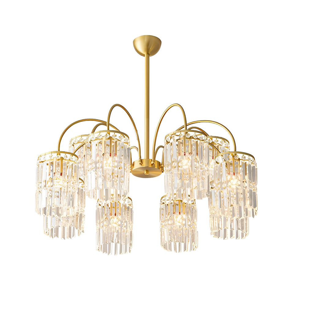 Crystal Shade Copper Curved Arms Luxury Post Modern Chandelier