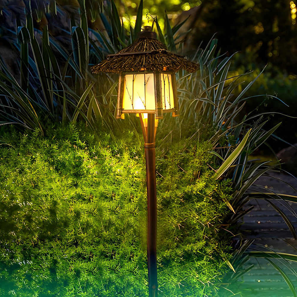 Branch Pattern Bamboo Style Lantern Versatile Outdoor Hanging and Post Light