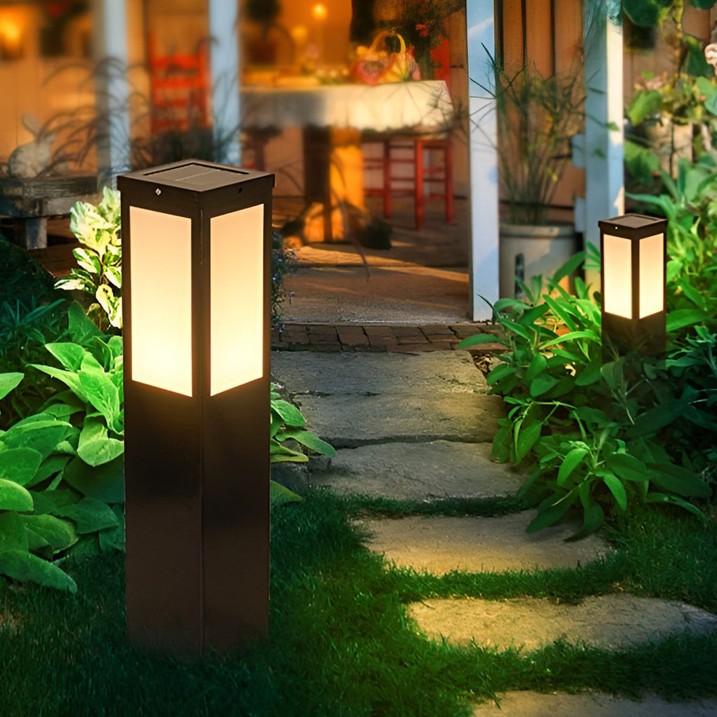Remote Controlled Industrial Solar Bollard Lights Waterproof and Square Outdoor Lighting