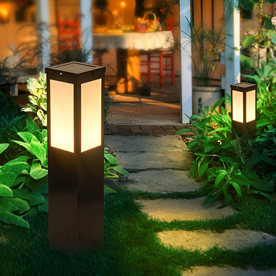 Remote Controlled Industrial Solar Bollard Lights Waterproof and Square Outdoor Lighting