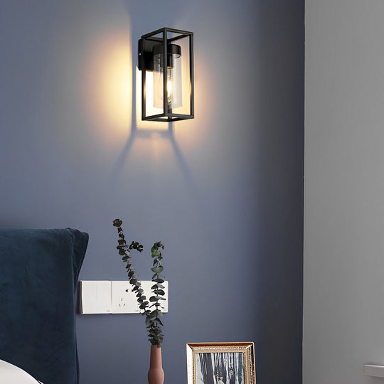 Rectangular Retro Industrial Black LED Wall Lamp