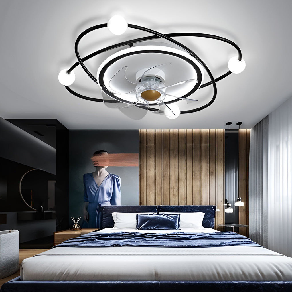 Creative Intelligent Stepless Dimming LED Nordic Ceiling Fan Light
