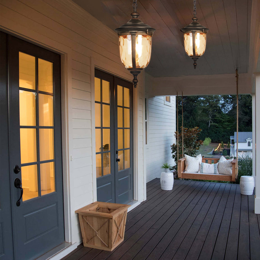Waterproof Glass European Style Black Outdoor Chandelier Light