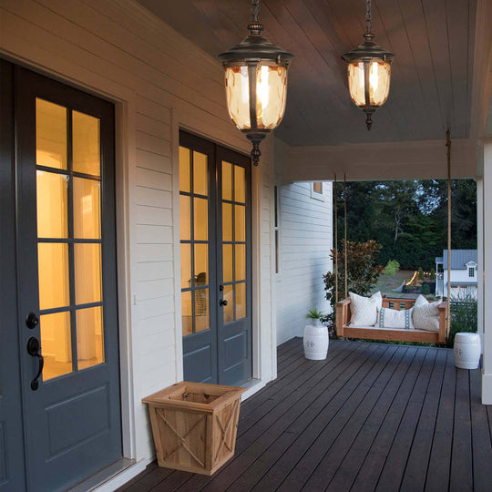 Waterproof Glass European Style Black Outdoor Chandelier Light