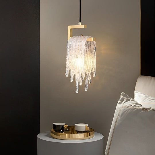 Creative Handmade Glass LED Button Switch Copper Modern Pendant Light