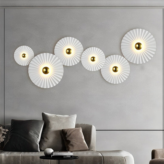 Lotus Leaf Round Pleated LED White Modern Wall Lamp