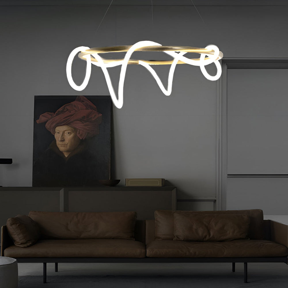 Creative LED Strip Electroplated Metal Modern Chandelier Ceiling Light