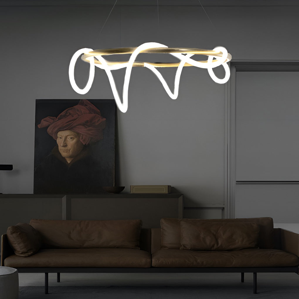 Creative LED Strip Electroplated Metal Modern Chandelier Ceiling Light