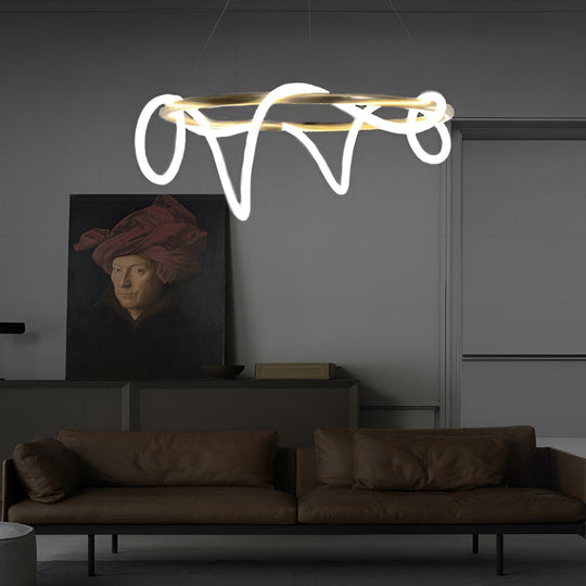 Creative LED Strip Electroplated Metal Modern Chandelier Ceiling Light