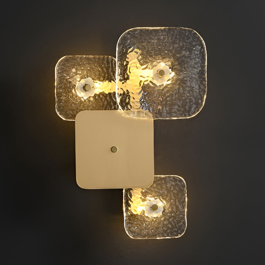 Creative Rounded Square Glass Copper LED Modern Wall Sconce