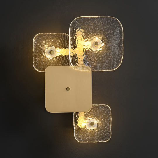 Creative Rounded Square Glass Copper LED Modern Wall Sconce