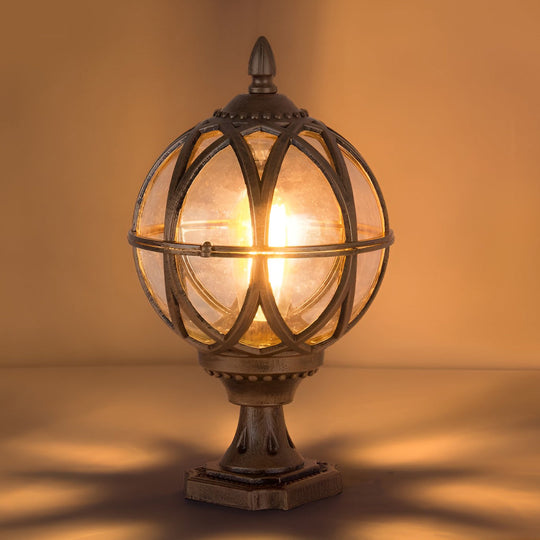 Round Glass E27 Waterproof European Style Outdoor Post Cap Lights