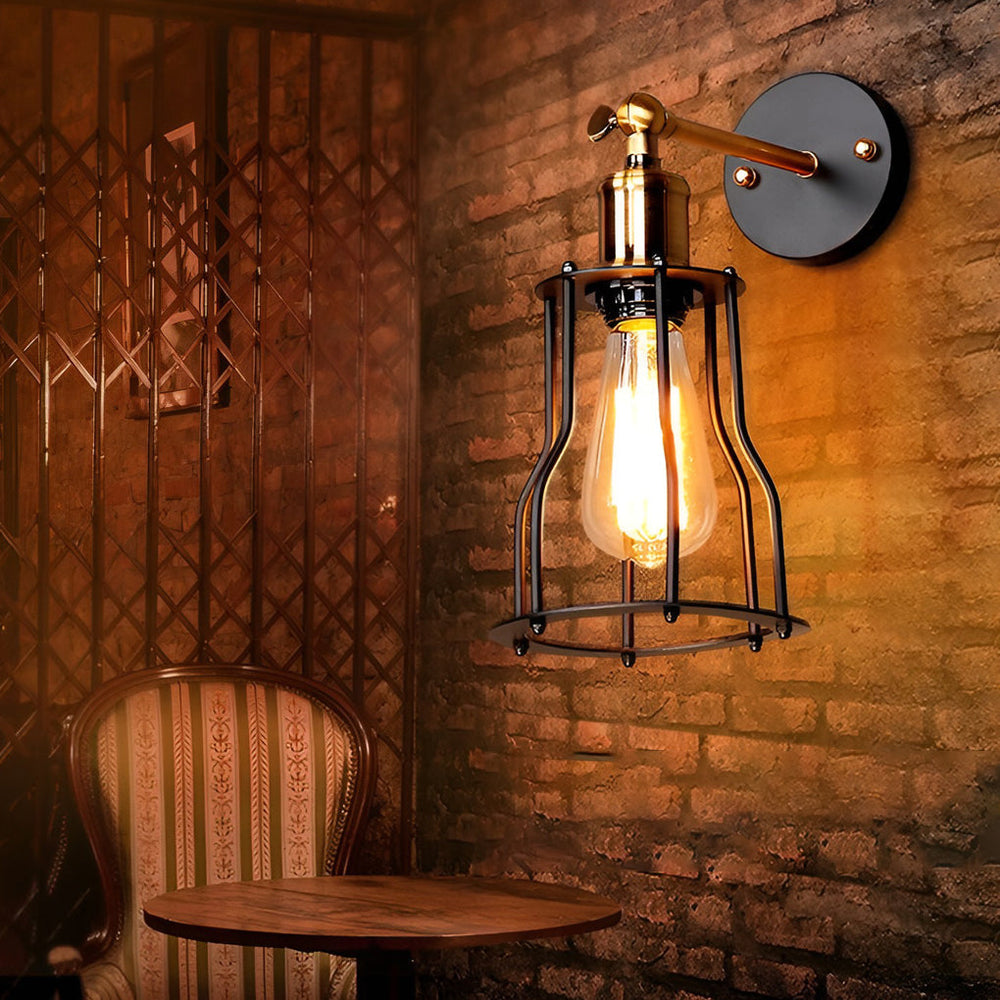 Adjustable Retro Iron E27 Waterproof Industrial Plug-in Wall Sconce