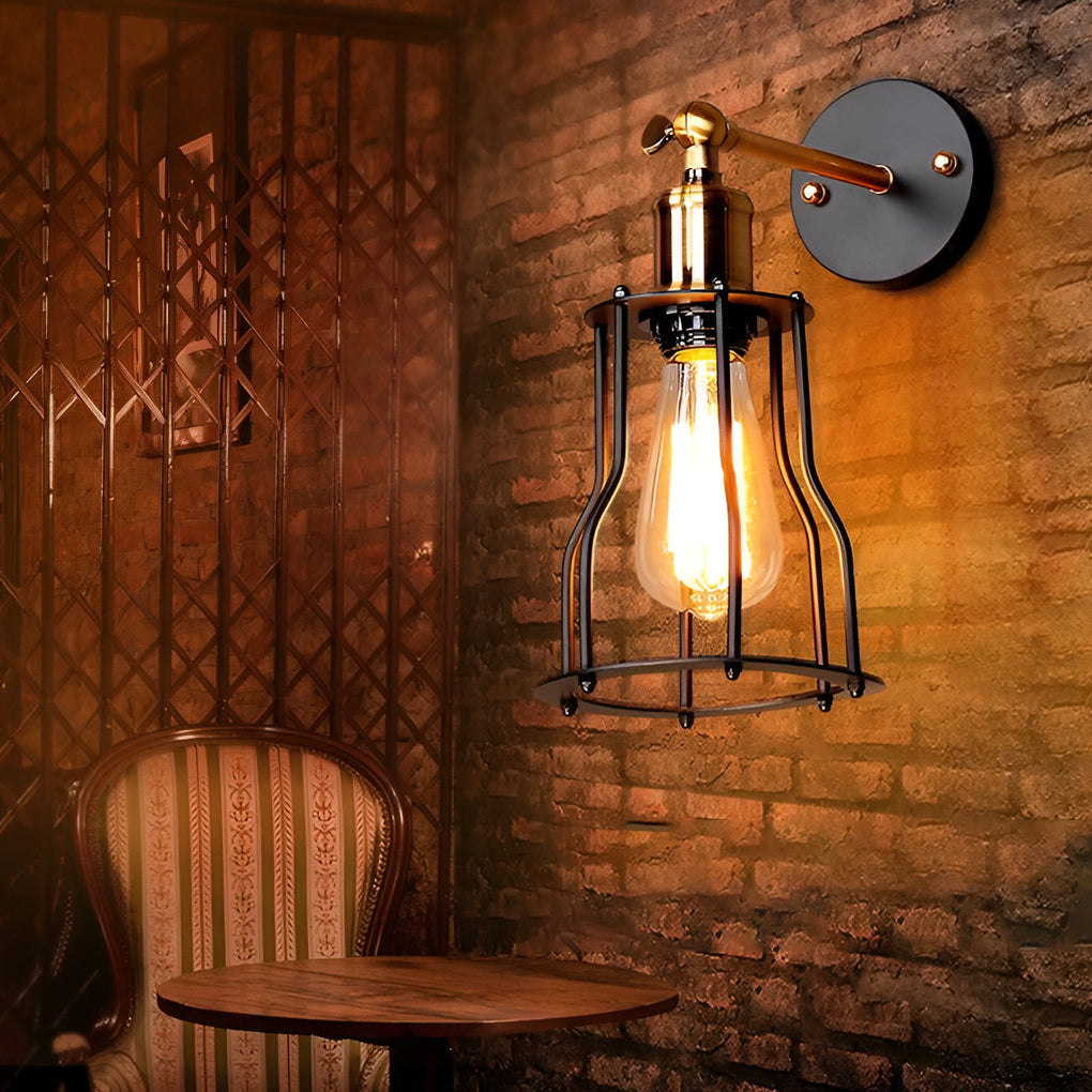 Adjustable Retro Iron E27 Waterproof Industrial Plug-in Wall Sconce