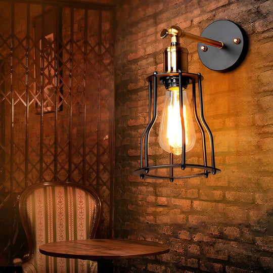 Adjustable Retro Iron E27 Waterproof Industrial Plug-in Wall Sconce