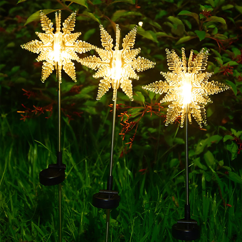 Acrylic Solar Snowflake Lawn Lights 2PCS Set for Festive Outdoor Ambience