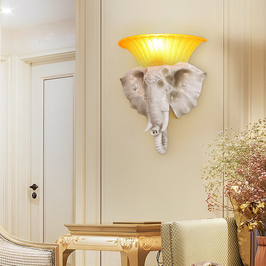 Cartoon Resin Elephant Shape European-Style Wall Lamp