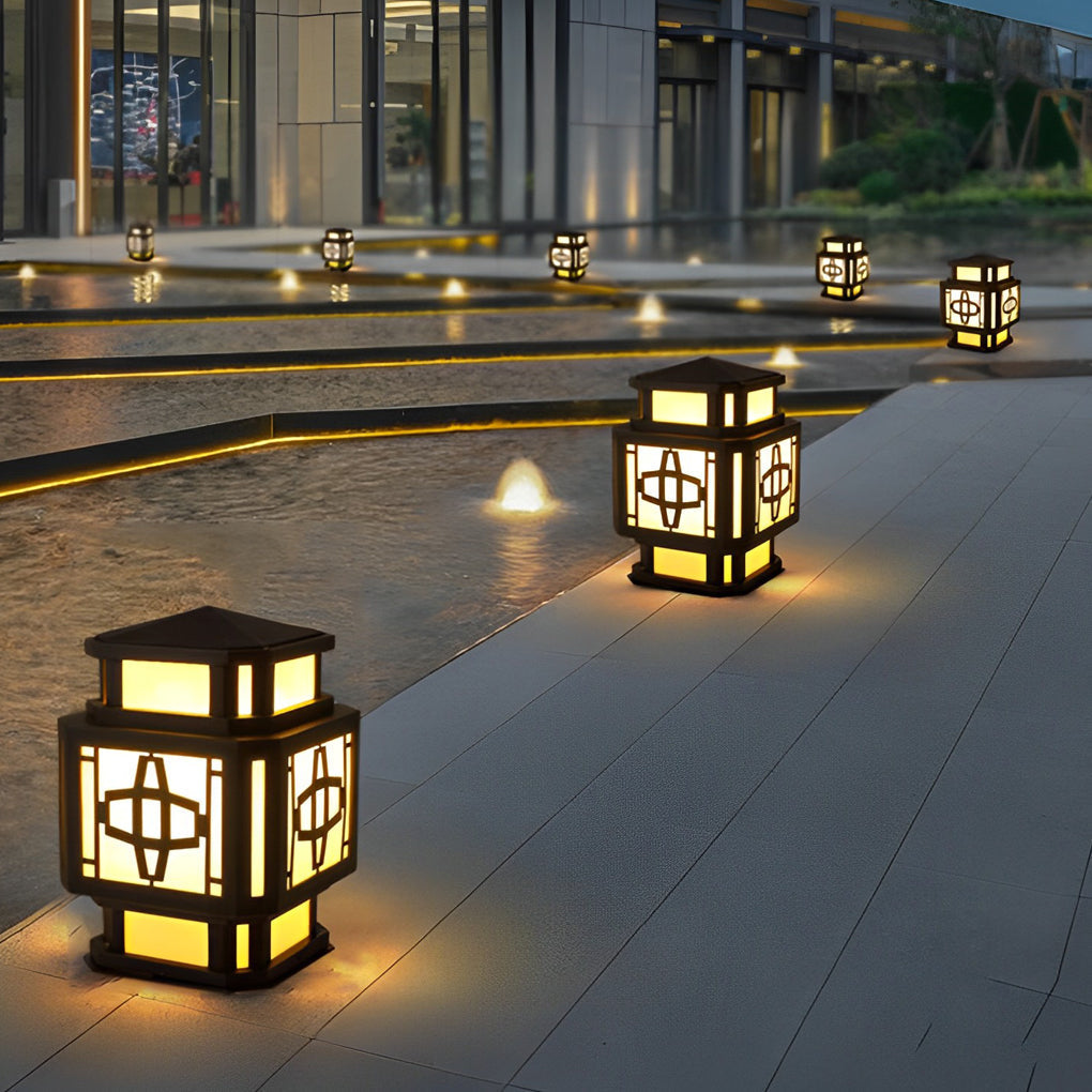 Creative Retro Black Outdoor Deck Post Light with LED