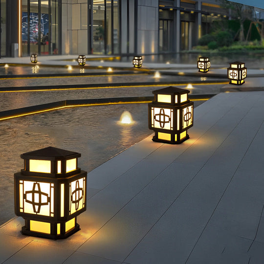 Creative Retro Black Outdoor Deck Post Light with LED