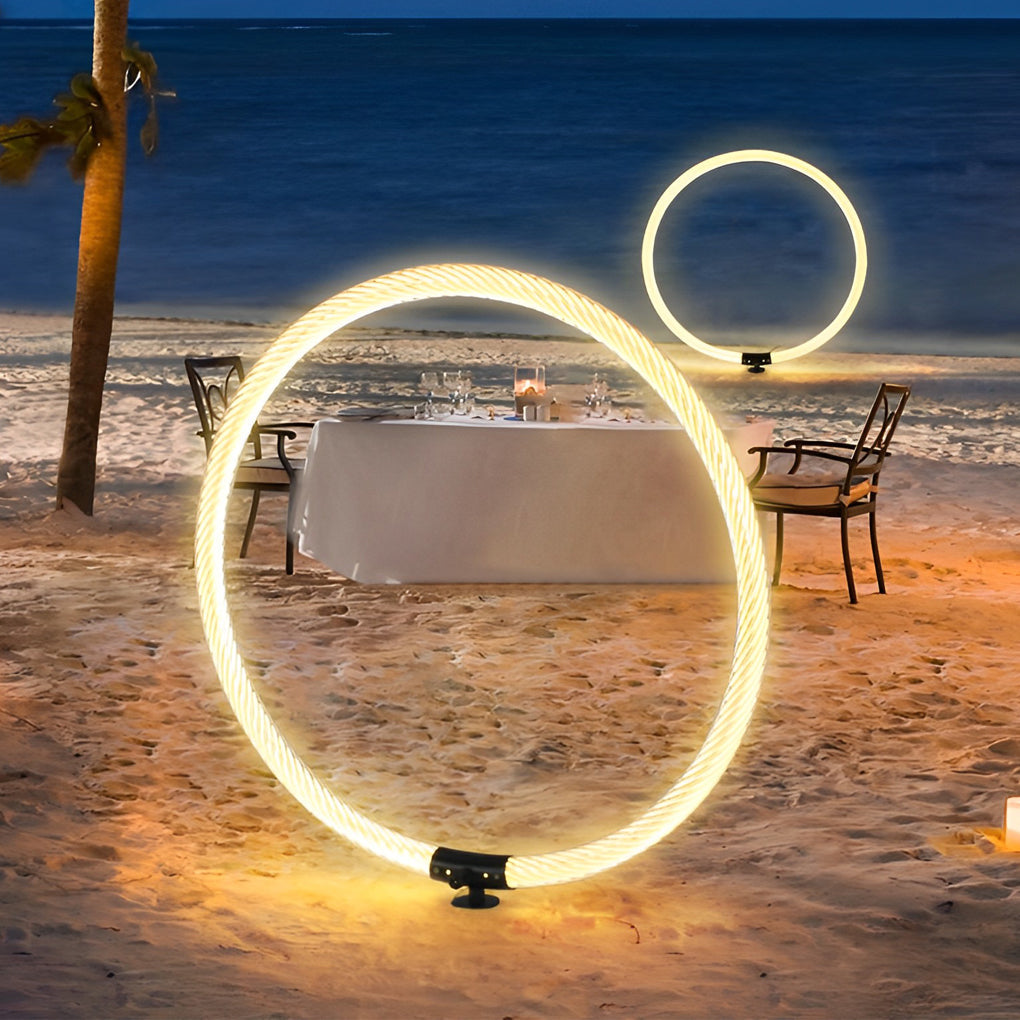 Sleek Ring LED Lawn Lamp Modern Waterproof Solar Landscape Lighting