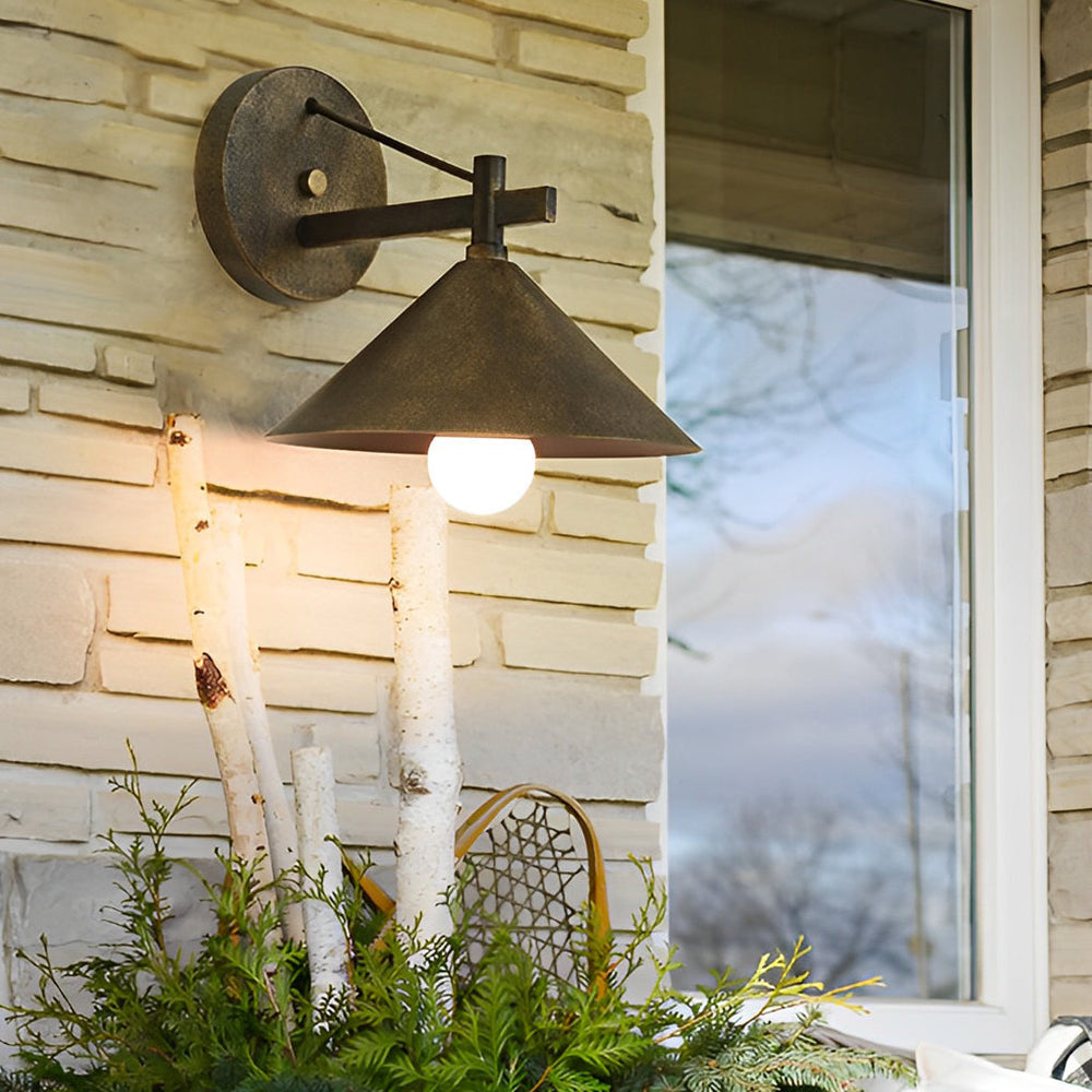 Conical Simple Waterproof Retro American Style Outdoor Wall Sconce Lighting