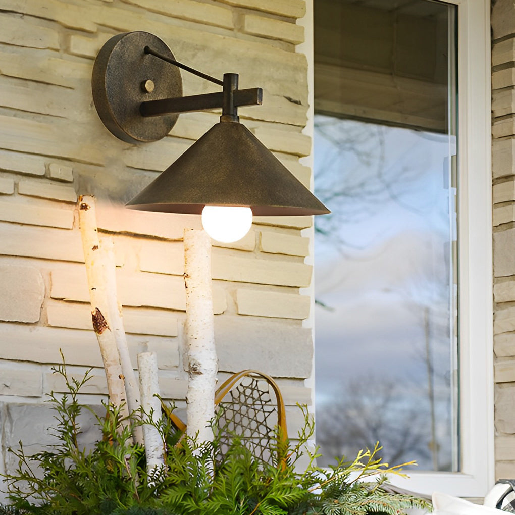 Conical Simple Waterproof Retro American Style Outdoor Wall Sconce Lighting