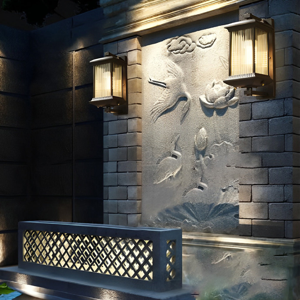 Outdoor Waterproof Creative Glass Shade Brown Retro Wall Light