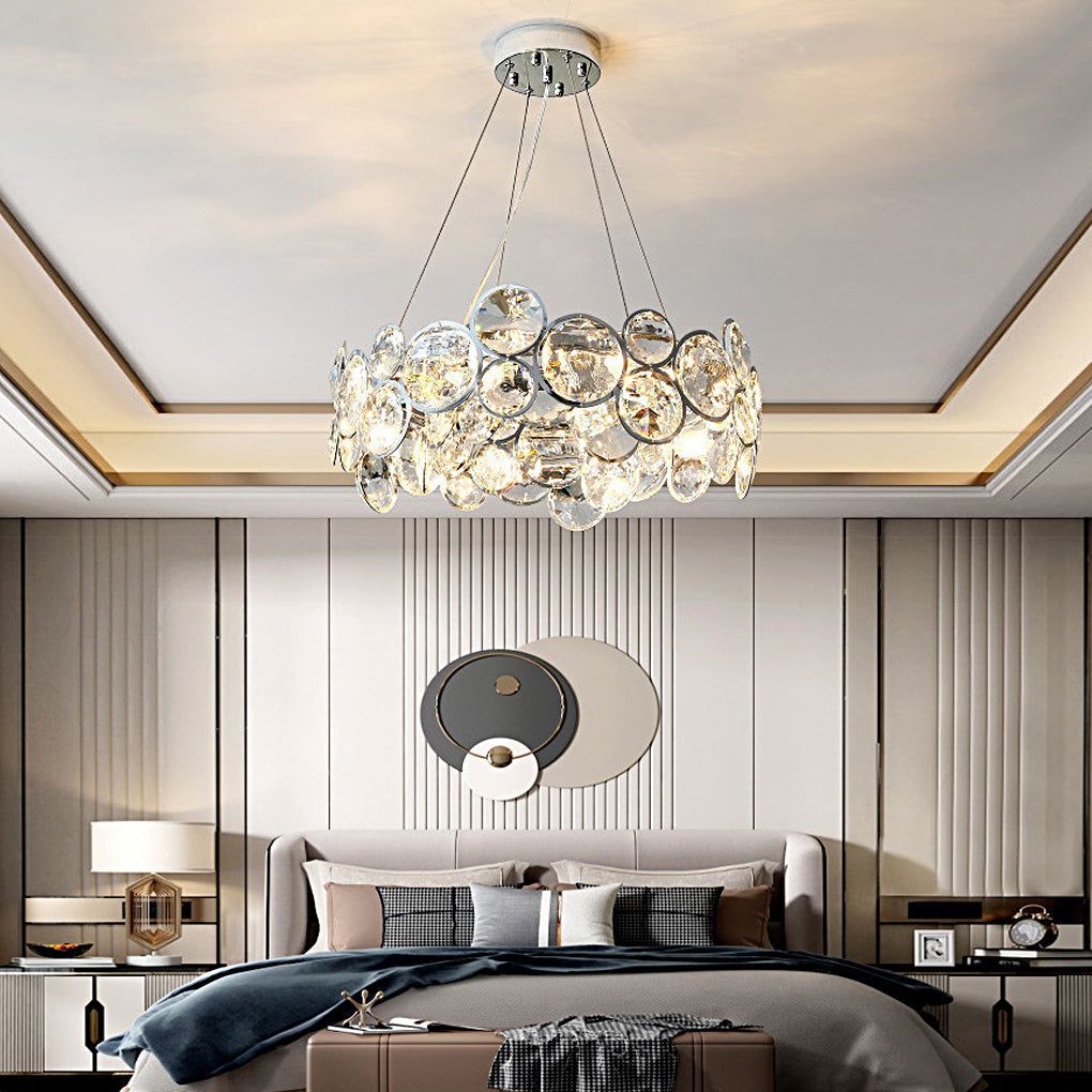 Round Bubbles Crystal Electroplated Metal Modern Chandelier Light