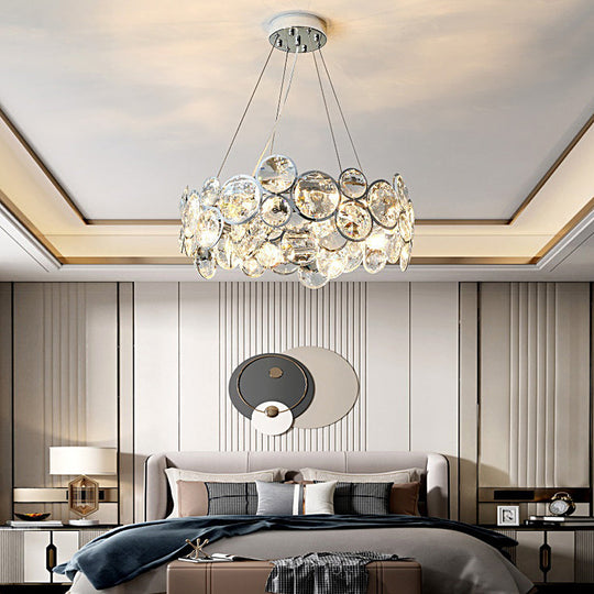 Round Bubbles Crystal Electroplated Metal Modern Chandelier Light