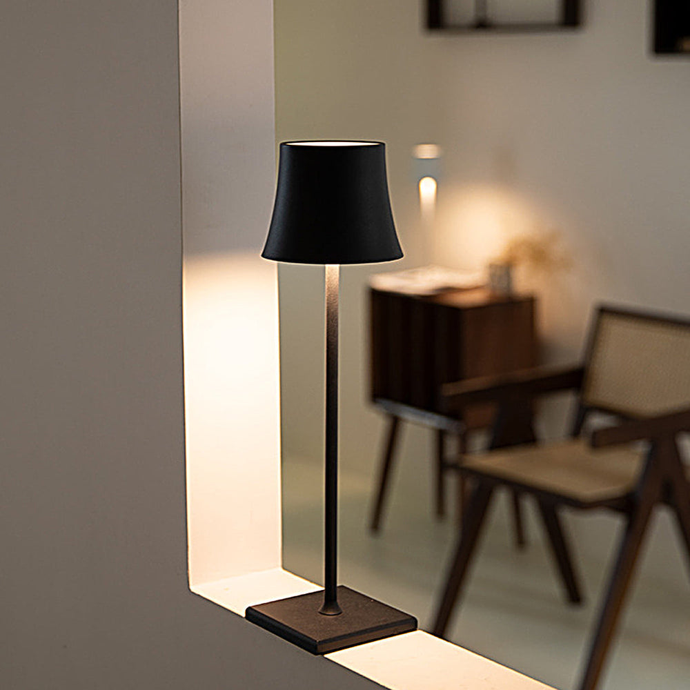 15 Inch Cordless Modern Cool Hue Metal Table Lamp (Black/White)