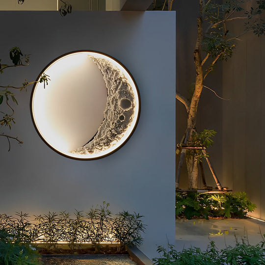 Crescent Moon Resin LED Outdoor Wall Light