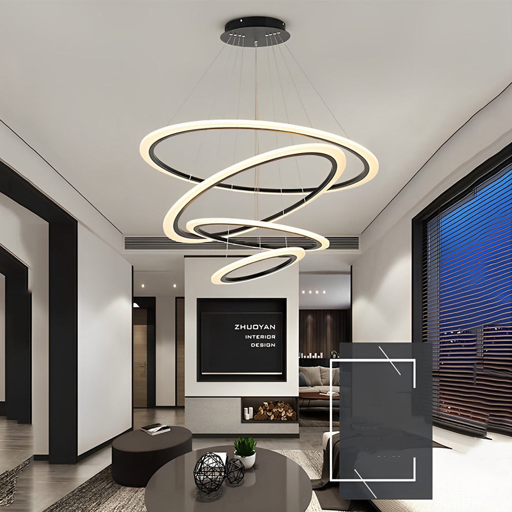 4-Ring Geometric LED Modern Chandelier Pendant Light