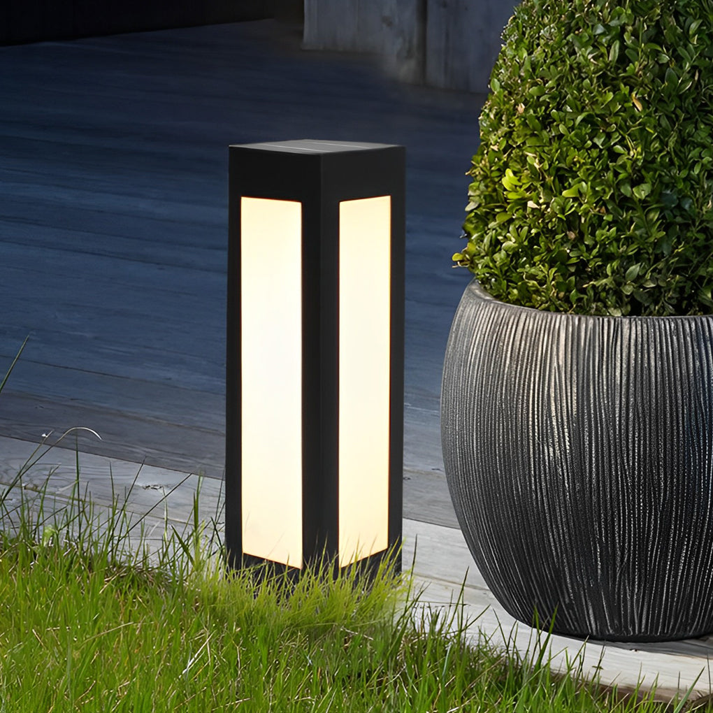 Modern Black Solar Bollard Light LED Waterproof Automatic Outdoor Lamp