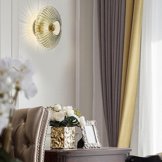 Round Striped Glass LED Post-Modern Wall Light Fixture