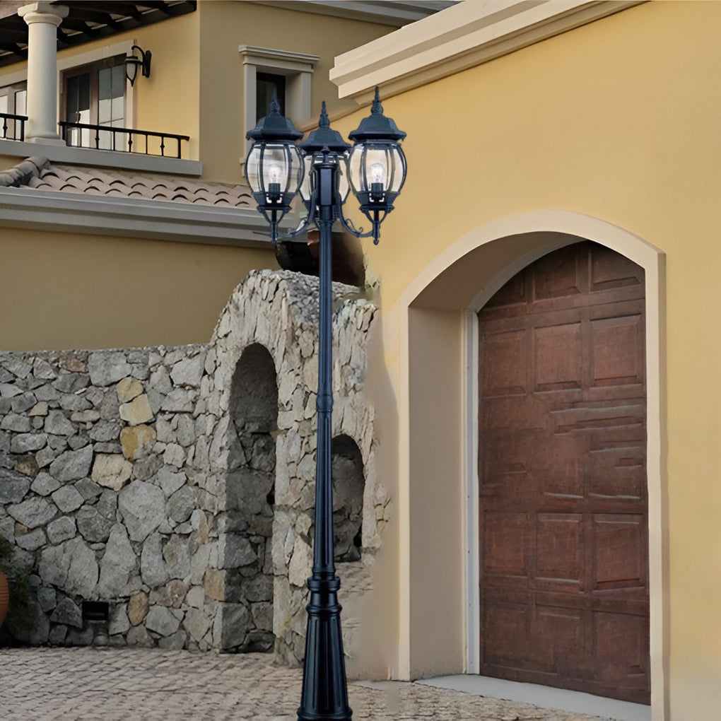 Waterproof 3-Light Black European Style Outdoor Garden Lamp Post