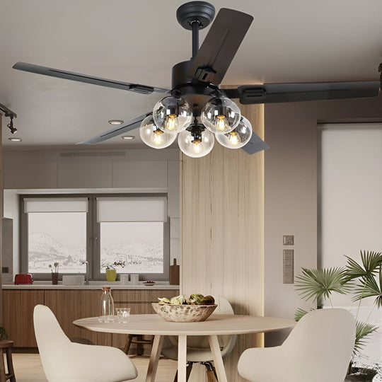 42 Inch 5 Lights Silent Nordic Flush Mount Ceiling Fan Light