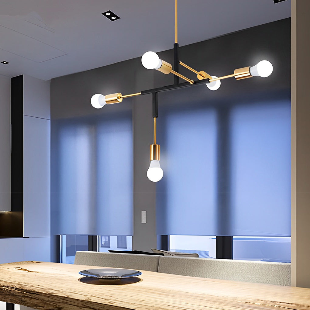 5 Lights LED Creative Branch Electroplated Iron Modern Chandelier Ceiling Light