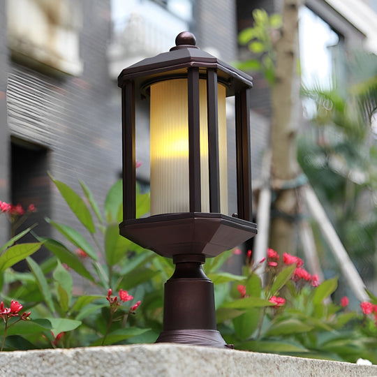 Retro Rose Gold Outdoor Pillar Lamp – Aluminum Waterproof Post Light
