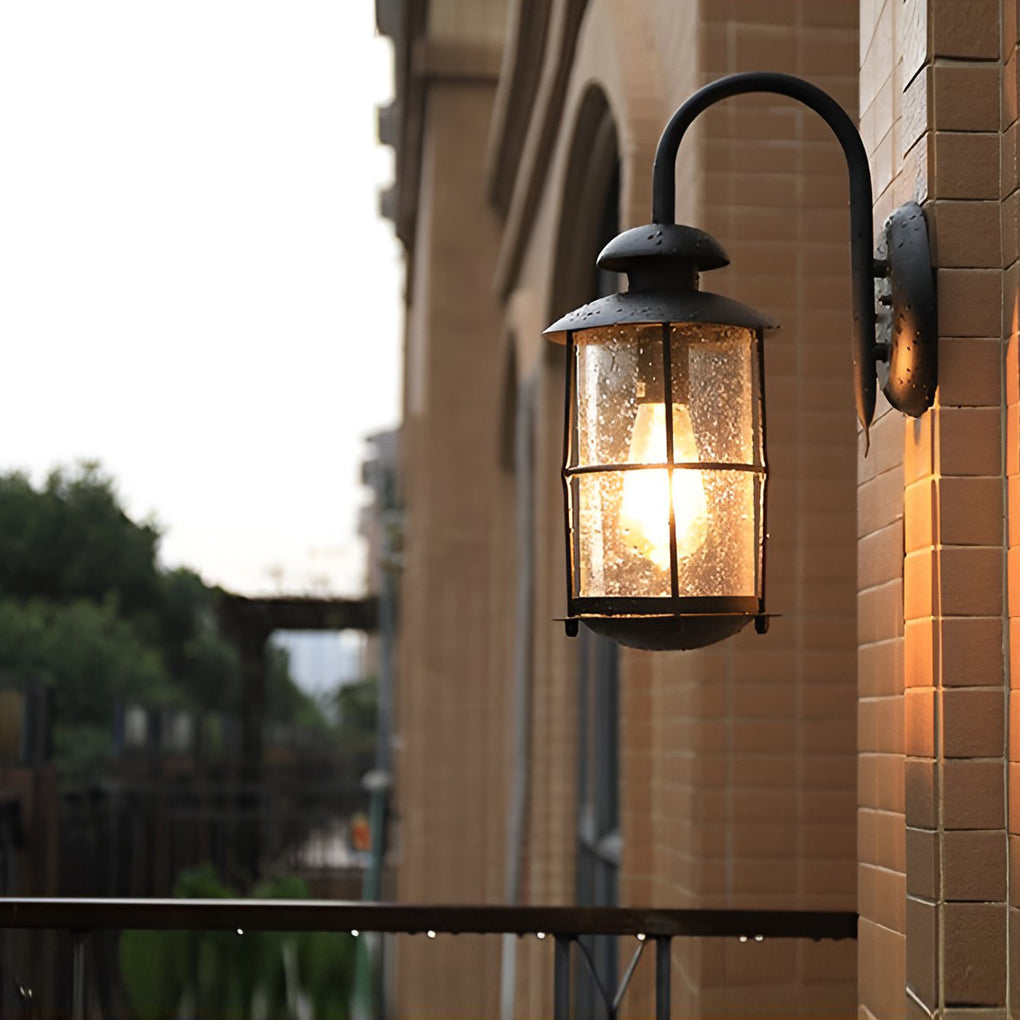 Black Glass LED Outdoor Waterproof Wall Sconce