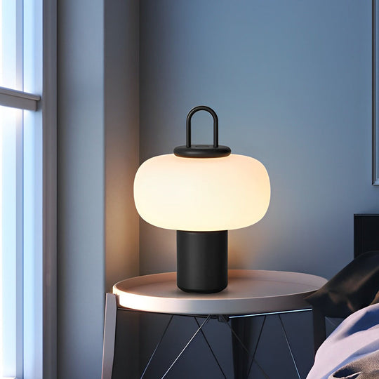 Modern Milk Glass Orb Table Lamp – Portable LED Ambient Lighting