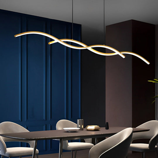 Wavy Lines Minimalist LED Nordic Dining Room Chandelier Hanging Lamp