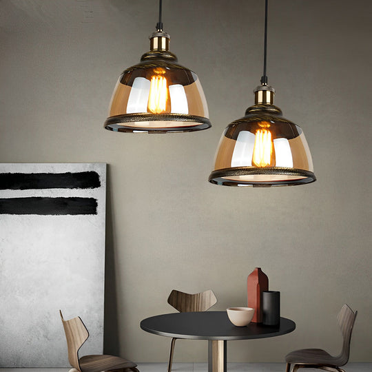 Green Bronze Glass Antique Industrial Style Pendant Light