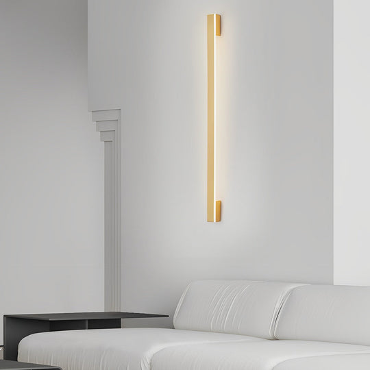 Minimalist Linear Copper LED Wall Lamp with 3-Step Dimming