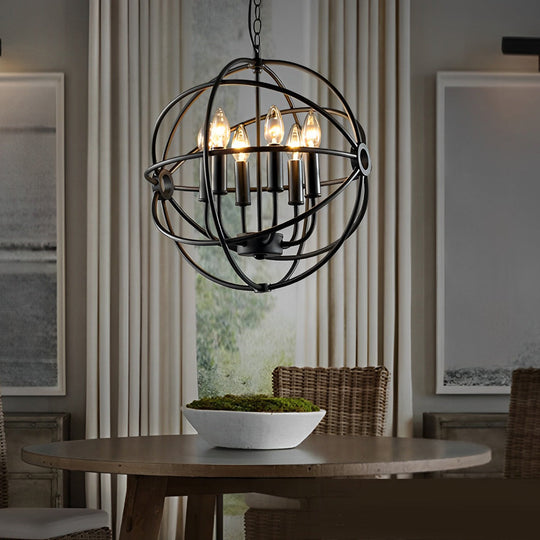 Retro Iron Birdcage Candlestick American Style Chandelier Pendant Light