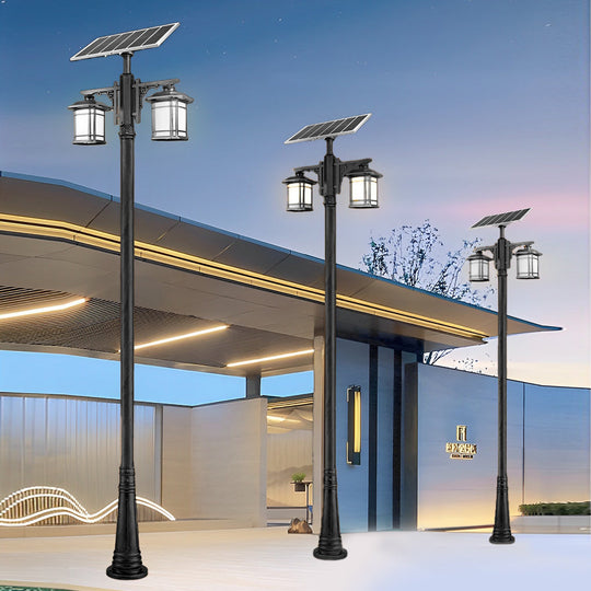 Vintage Waterproof 3-Step Dimming LED Solar Outdoor Pole Light