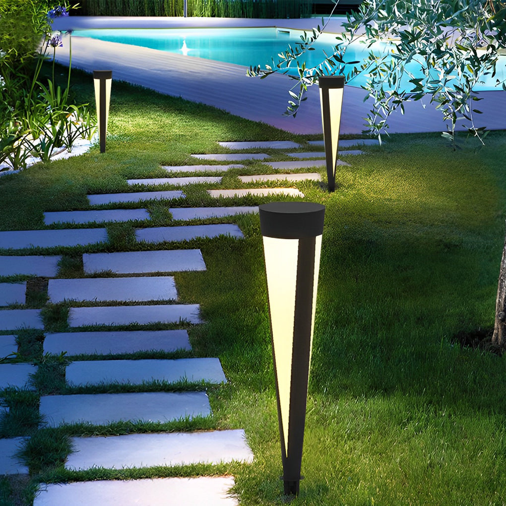 Round Gray Solar LED Outdoor Lawn Light