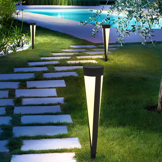 Round Gray Solar LED Outdoor Lawn Light