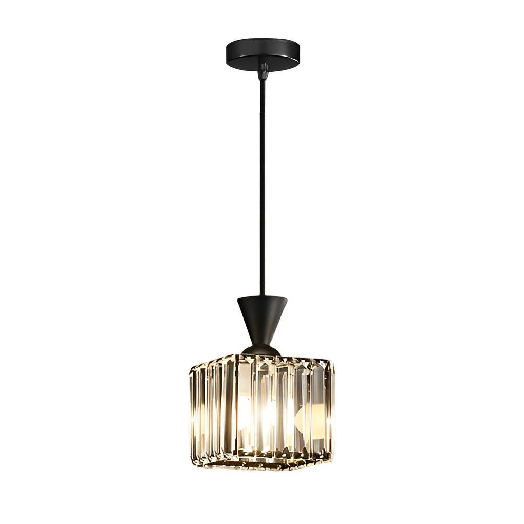 Round Square Metal Crystal Three Step Dimming Modern Pendant Light