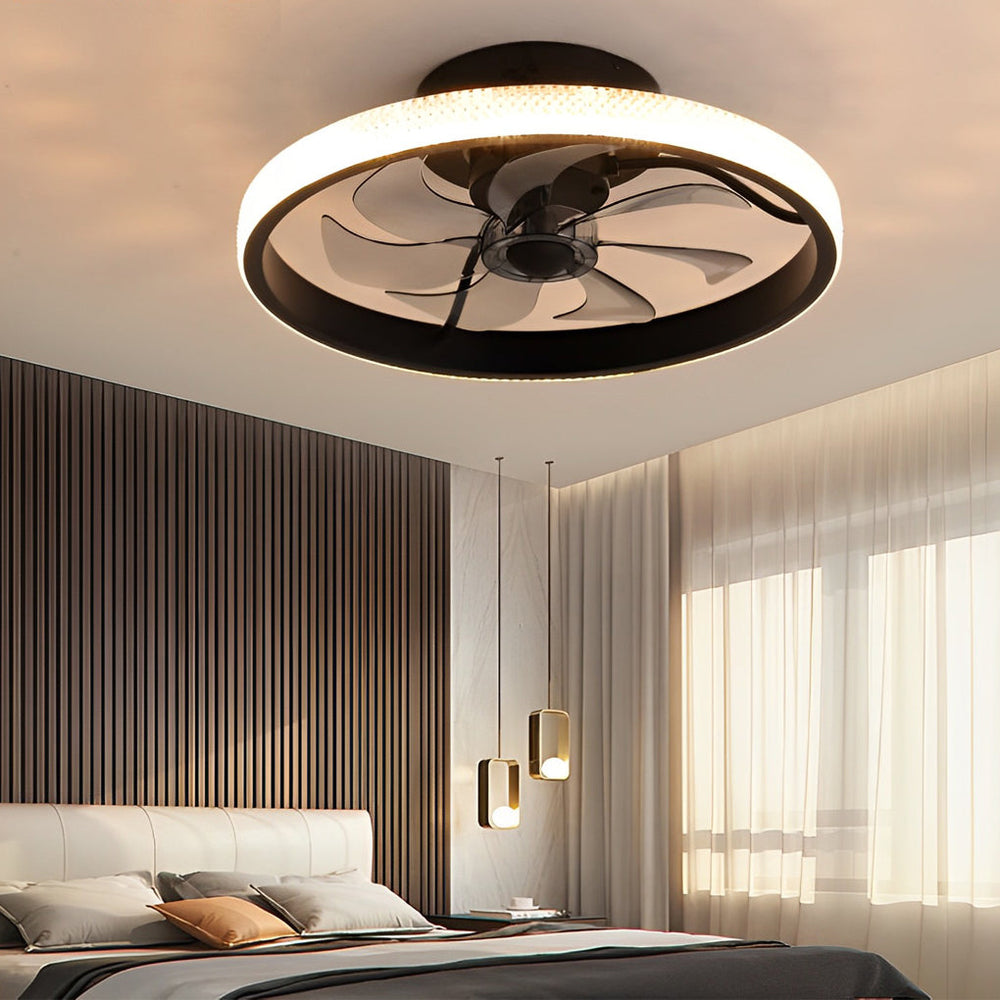 Round Inverter Mute LED Dimmable Bladeless Ceiling Fan with Remote